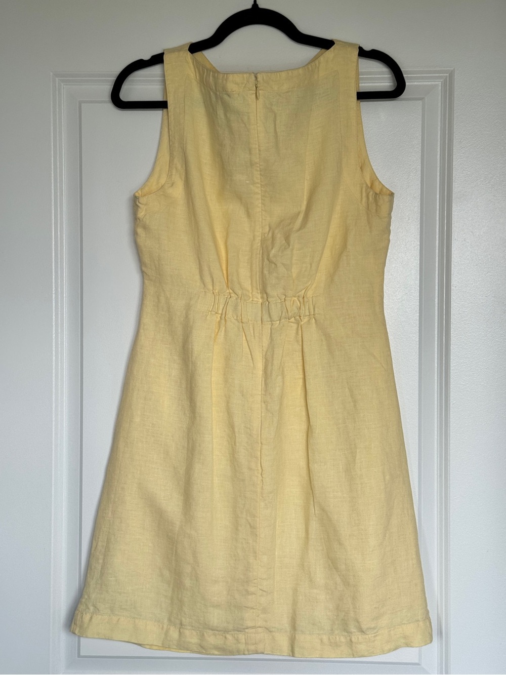 NWT MADEWELL Boatneck Shirred Mini Dress 100% Linen Candlelight 8 Butter Yellow - Picture 4 of 15